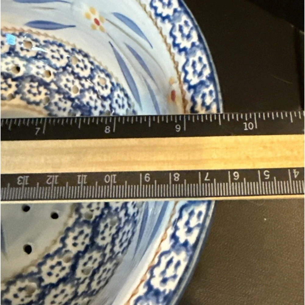 Temptations Old World Blue‎ Floral Colander Strainer Ceramic Stoneware